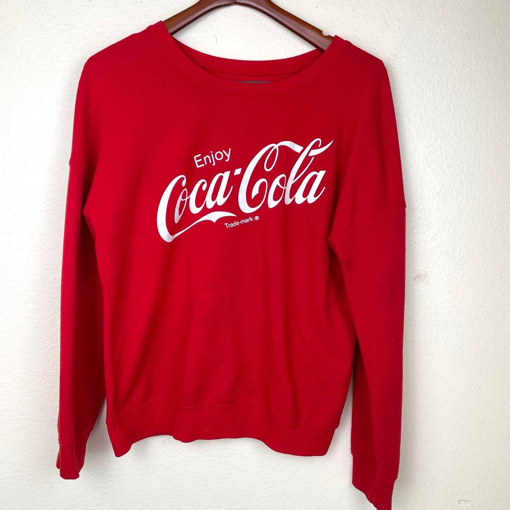 Womens Sweatshirt Sz M Coca Cola Retro Indie Grunge Hipster Novelty Thin Graphic